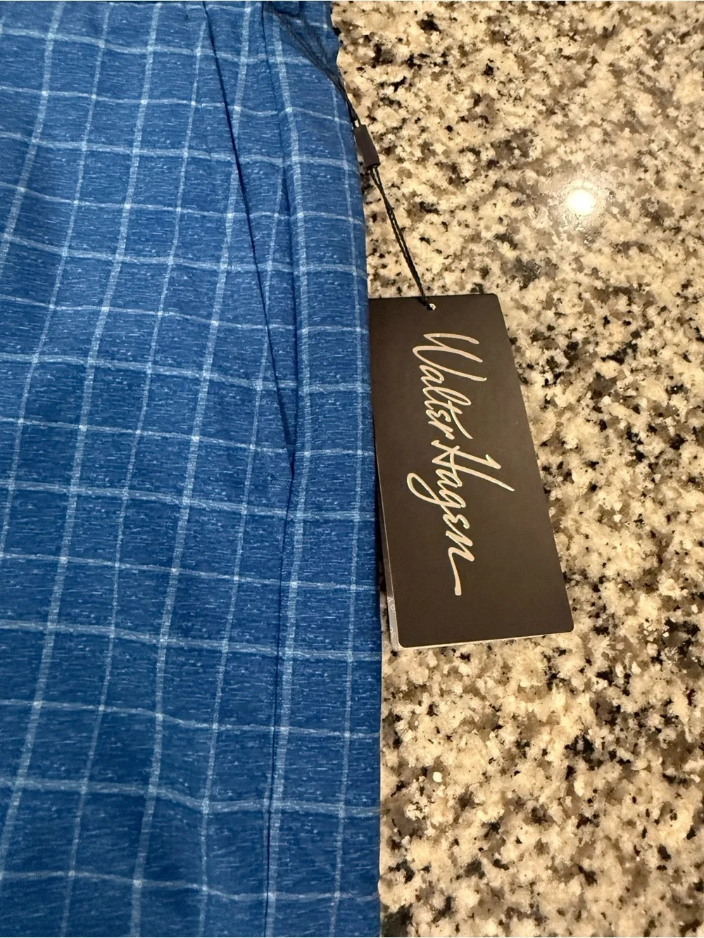 Walter Hagen Blue Windowpane Flat Front Men's Golf Shorts NWT